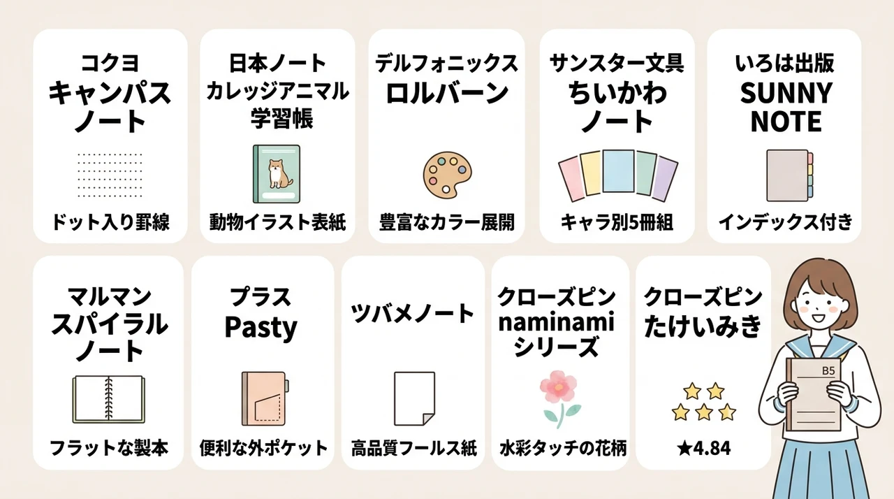 B5ノートでかわいい人気ブランド10選