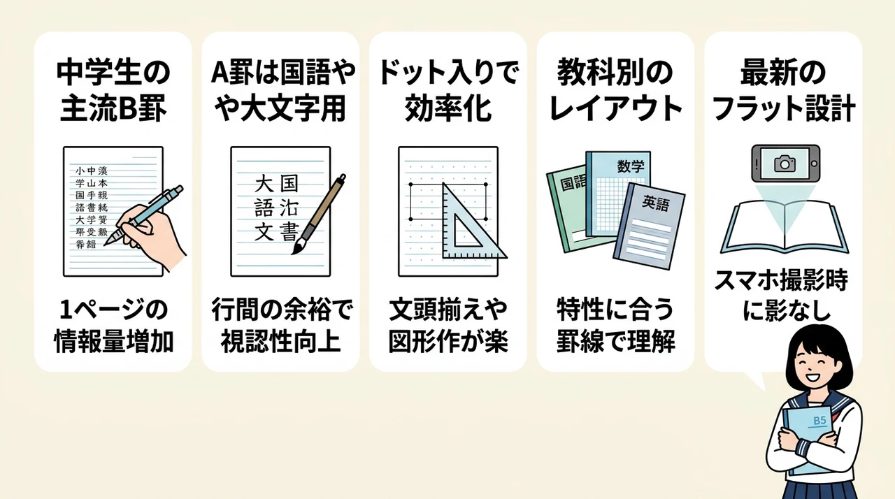 中学生向けB5ノートの選び方とA罫・B罫の違い