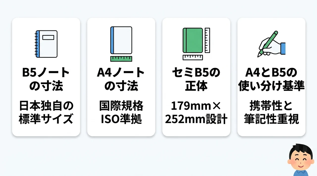 B5ノートとA4ノートのサイズ比較と基本知識